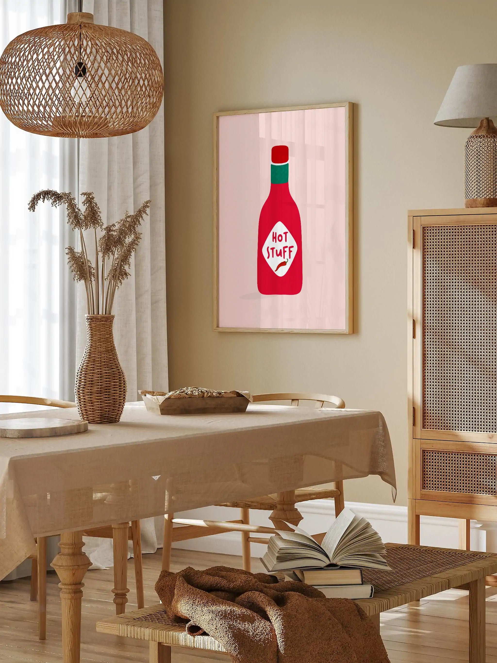 Playful red hot sauce design with a humorous typography element